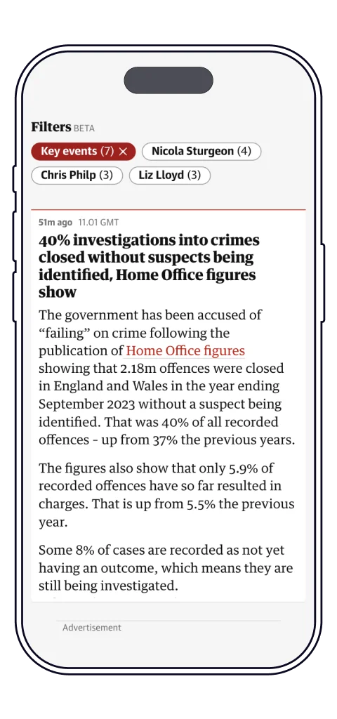 Smart filtering with Named Entity Recognition